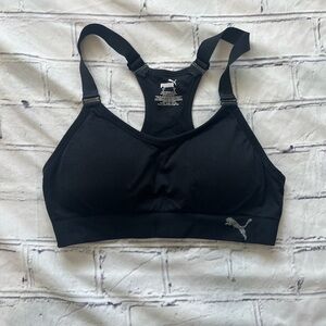 Puma Black Racerback Sports Bra Women’s Size Small Adjustable Strap Activewear
